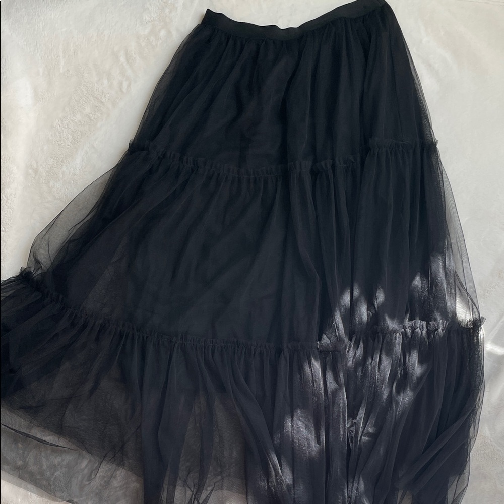 QED London Black Layered Tulle Maxi Skirt